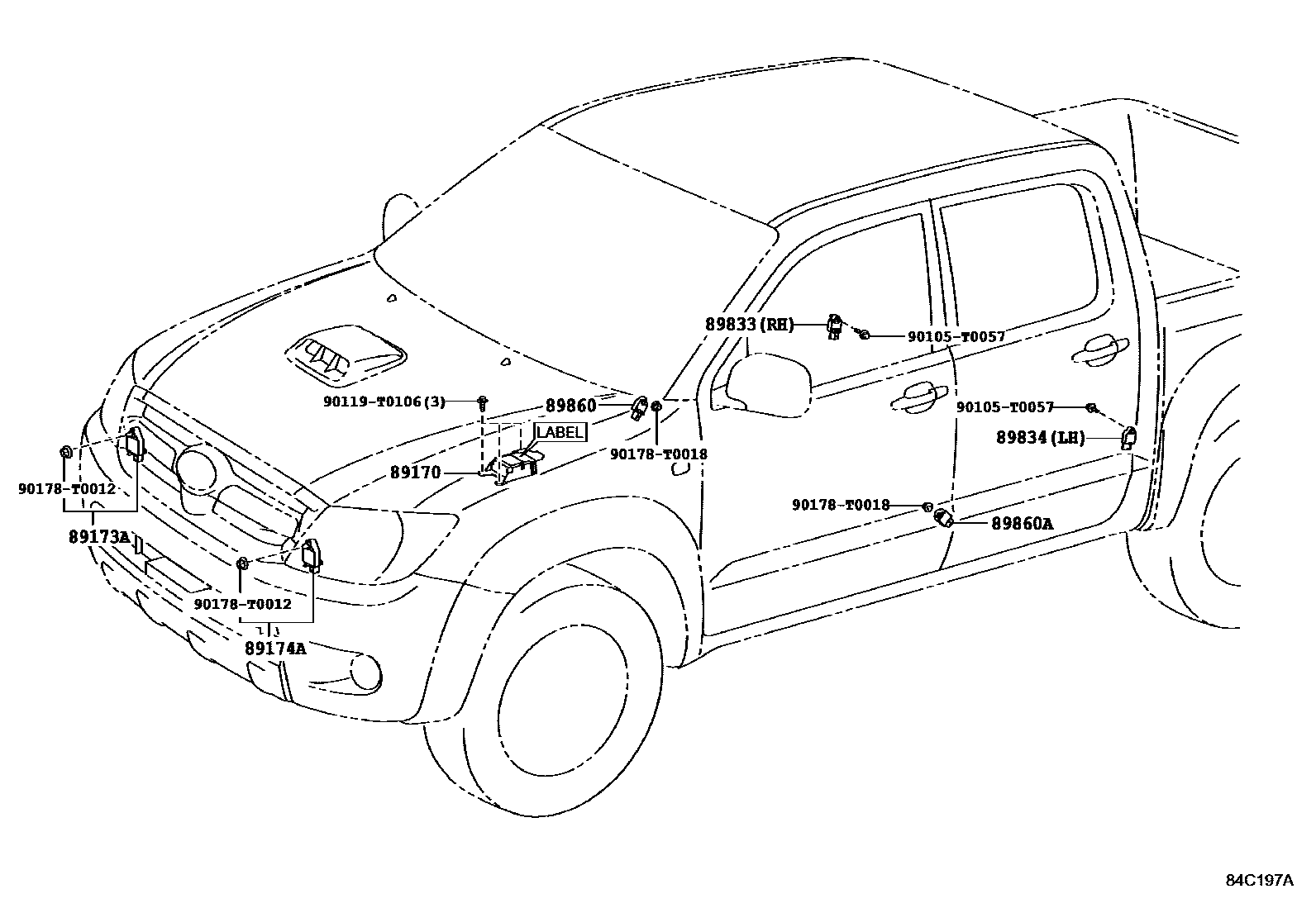 Toyota HILUX 空气囊 EPC diagram — 84C197A