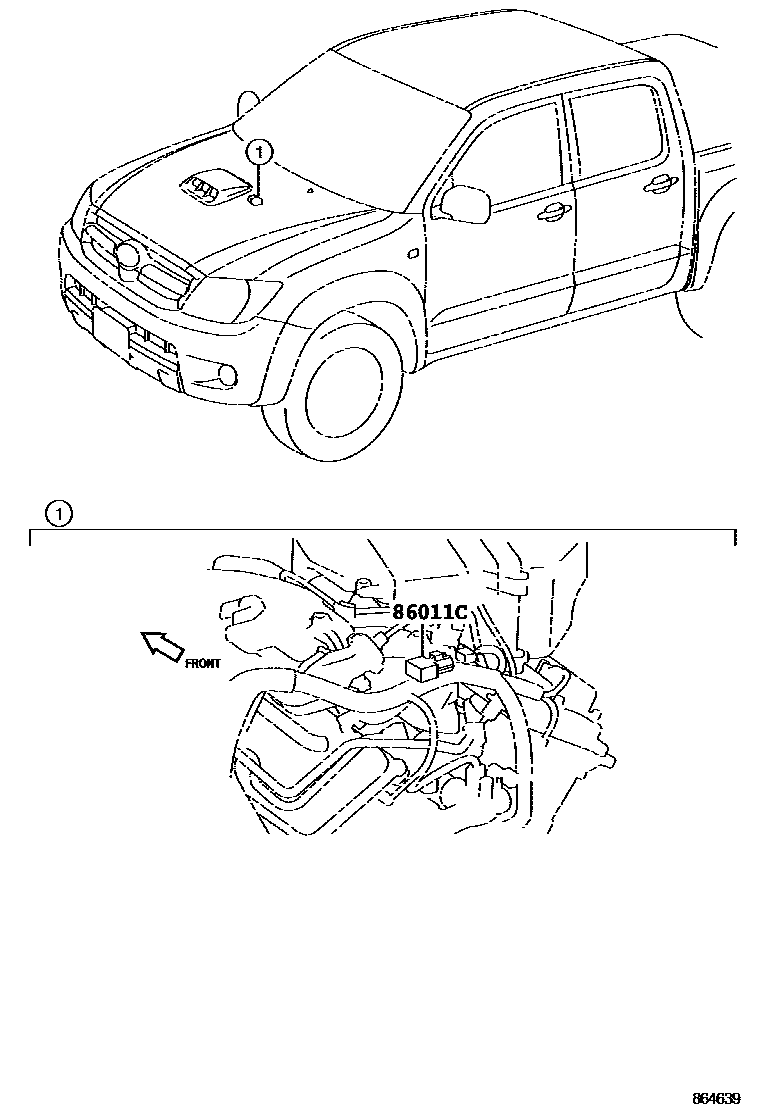 Toyota HILUX 收音机、放大器和冷凝器 EPC diagram — 864639