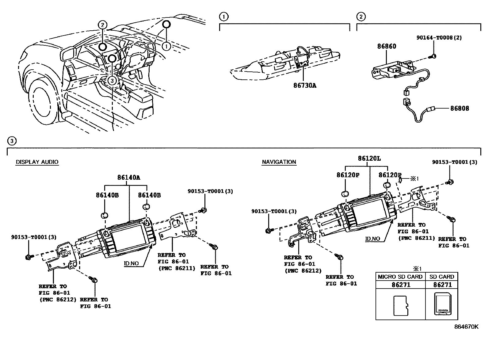Toyota HILUX 导航和前监视器显示屏 EPC diagram — 864670K