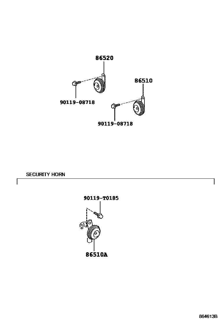 Toyota HILUX 喇叭 EPC diagram — 864613B