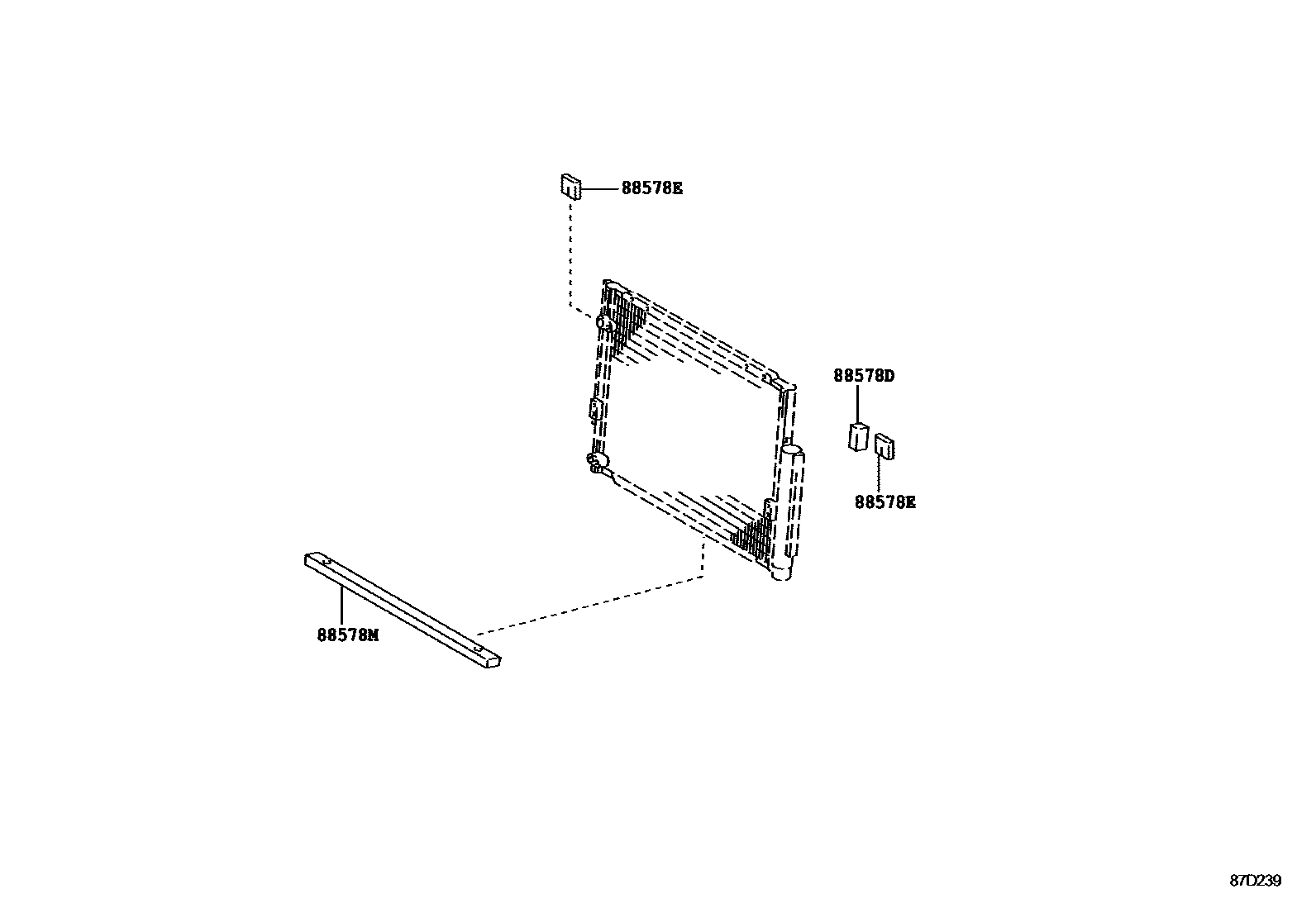 Toyota HILUX Heating & Air Conditioning - Cooler Piping EPC diagram — 87D239
