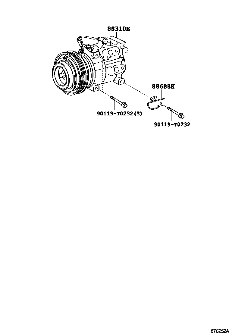 Toyota HILUX Heating & Air Conditioning - Compressor EPC diagram — 87C252A