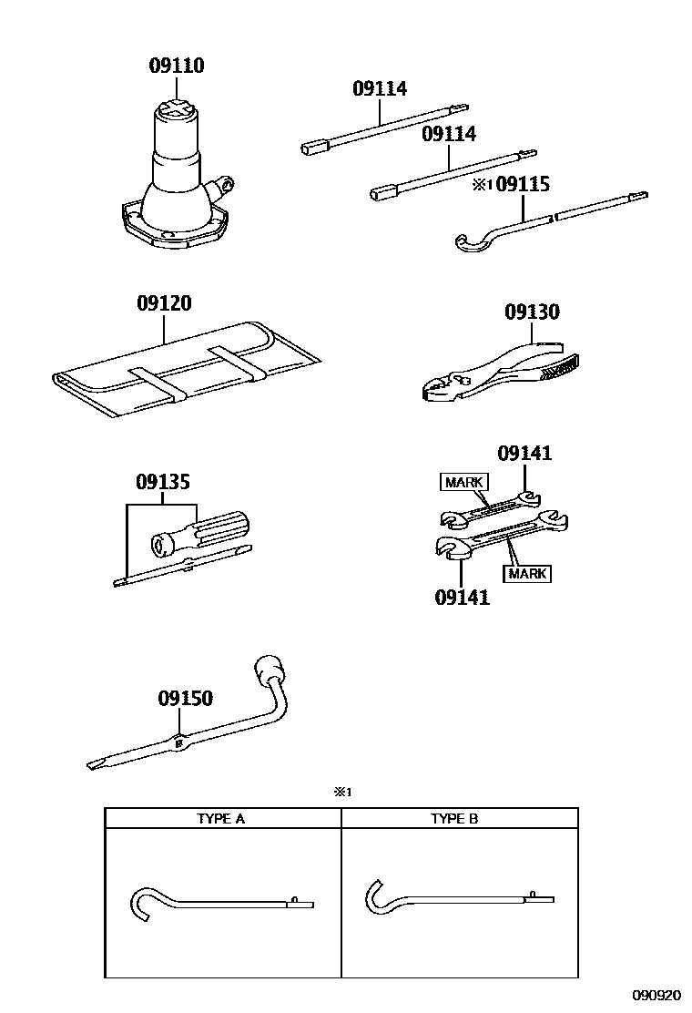 Toyota HILUX Standard Tools EPC diagram — 090920