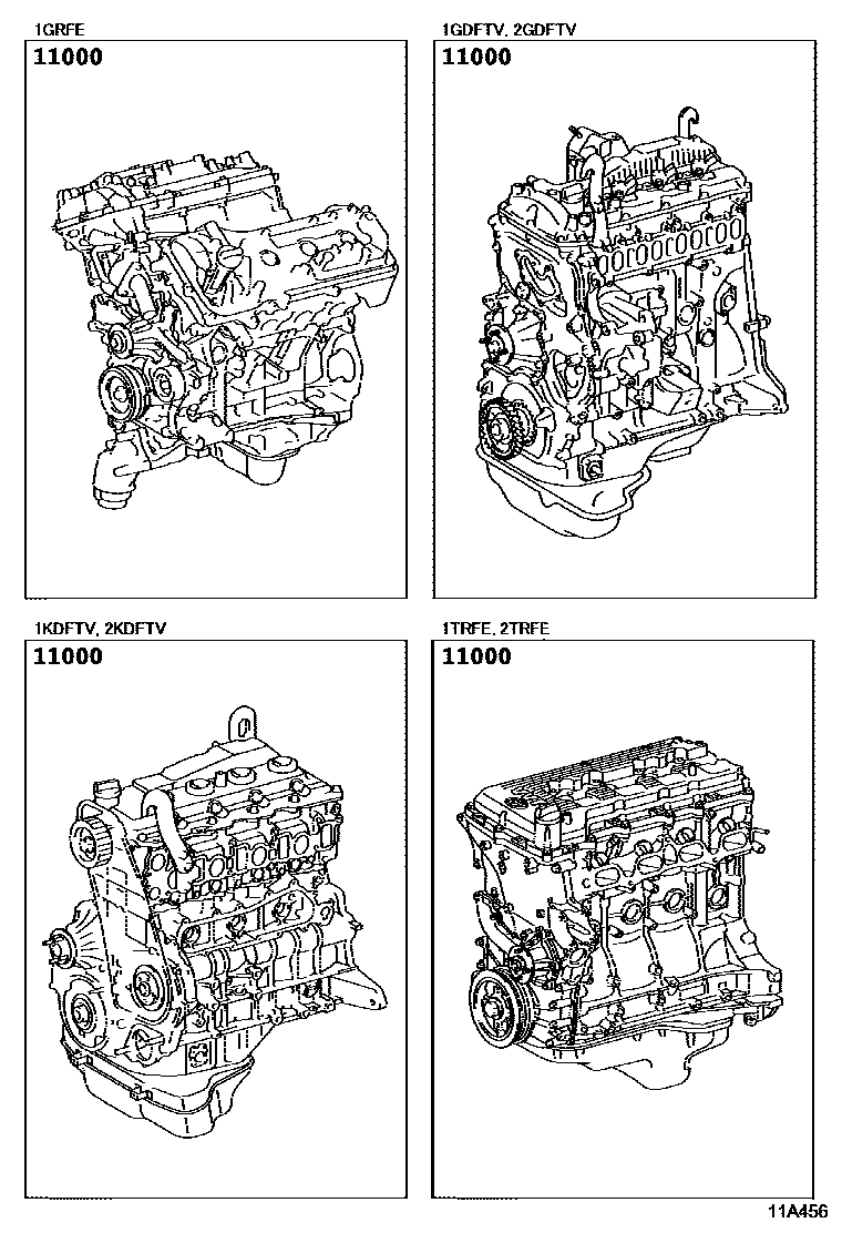 Toyota HILUX Partial Engine Assembly EPC diagram — 11A456