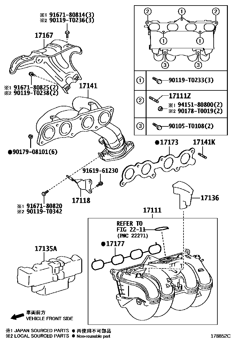 Toyota HILUX Manifold EPC diagram — 178852C