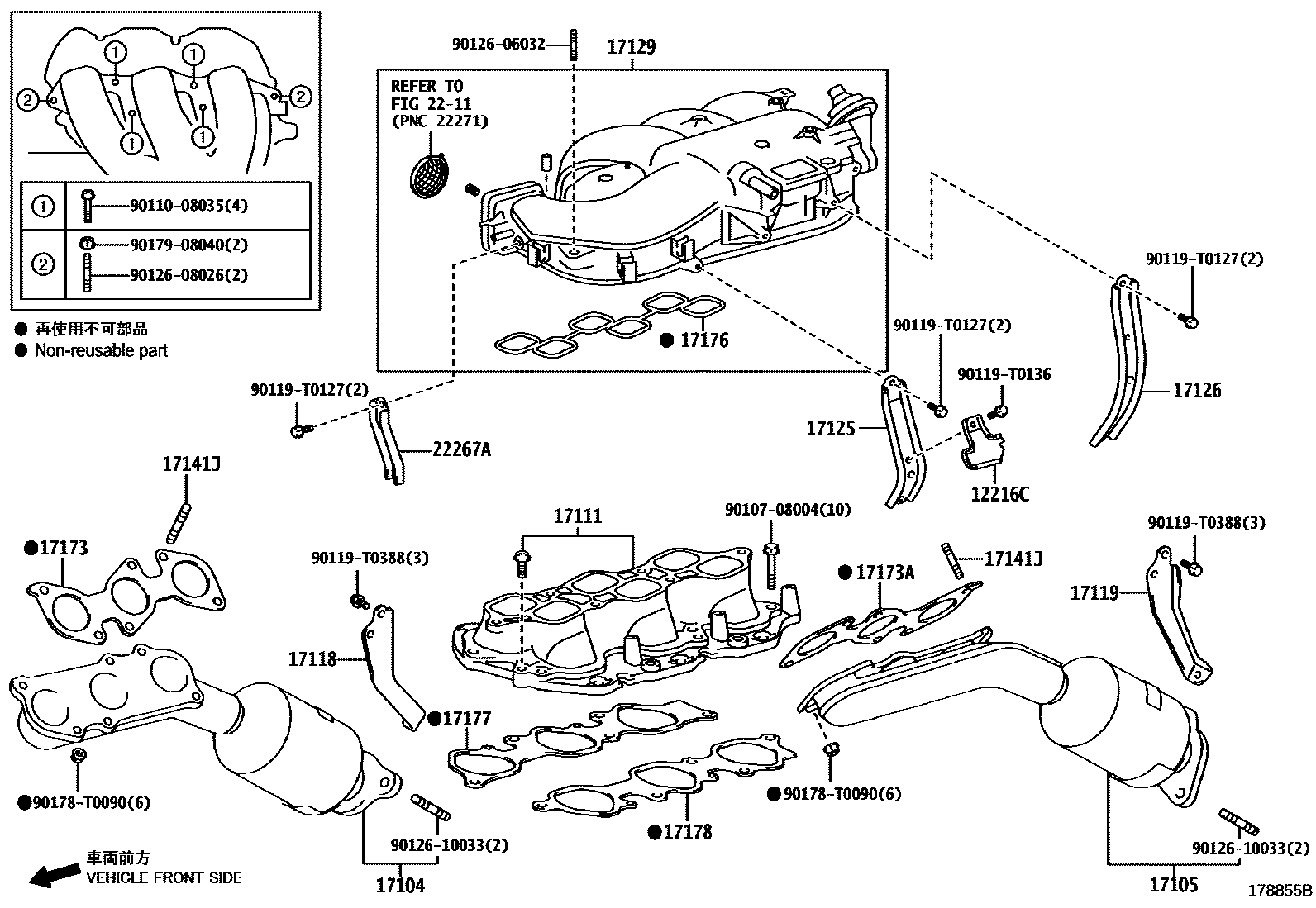 Toyota HILUX Manifold EPC diagram — 178855B
