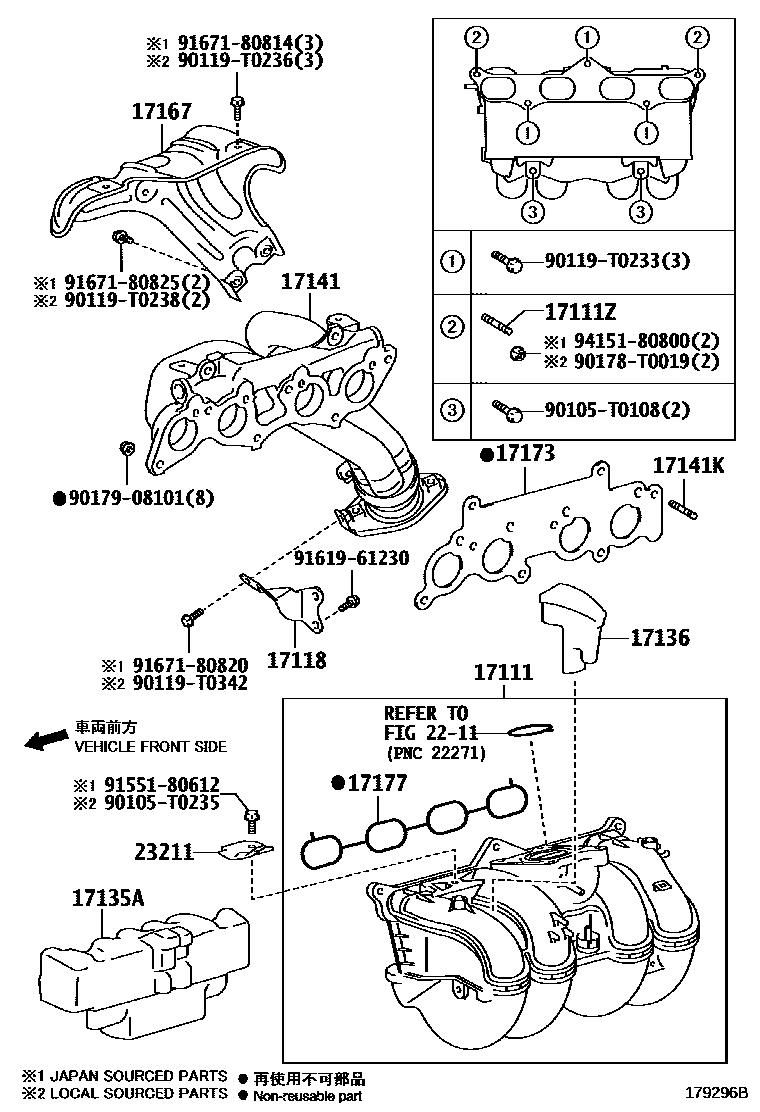 Toyota HILUX Manifold EPC diagram — 179296B