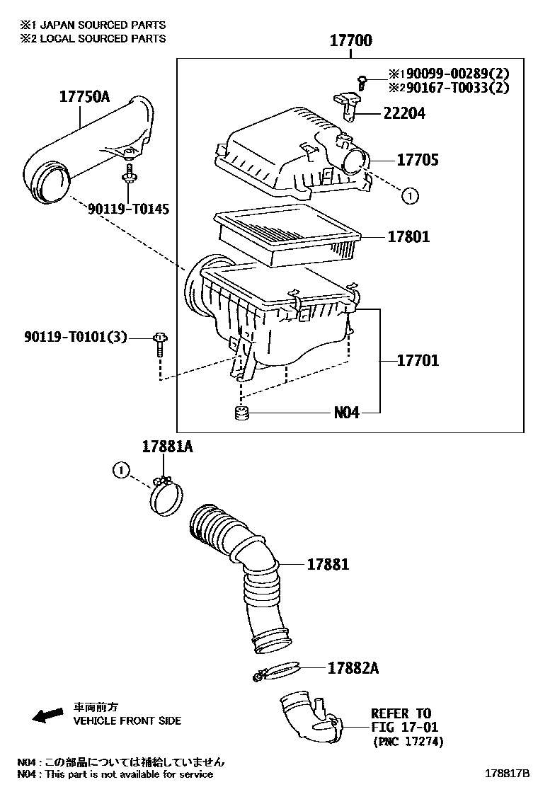 Toyota HILUX Air Cleaner EPC diagram — 178817B