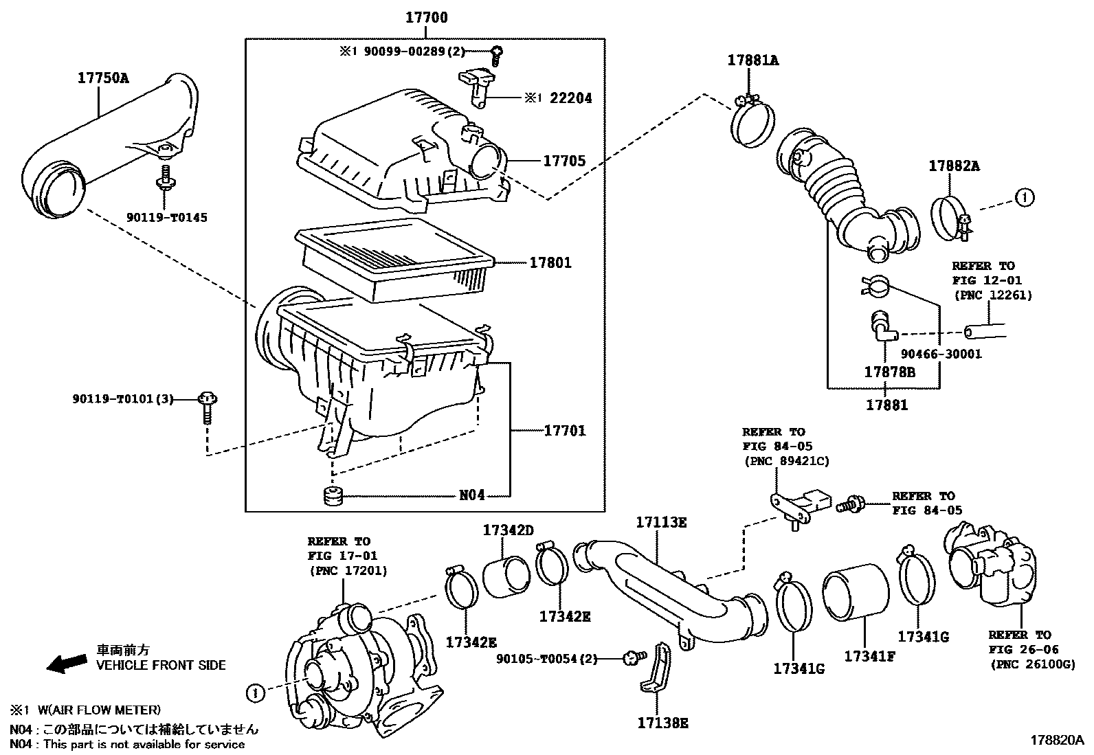Toyota HILUX Air Cleaner EPC diagram — 178820A
