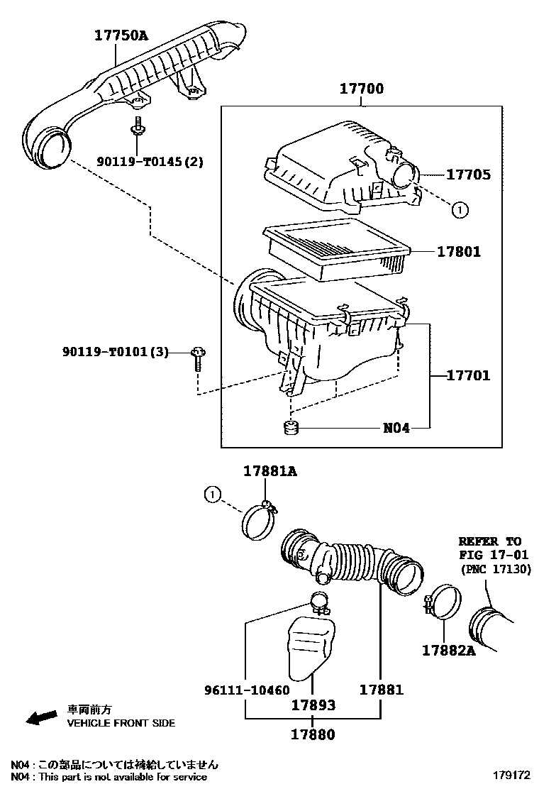 Toyota HILUX Air Cleaner EPC diagram — 179172