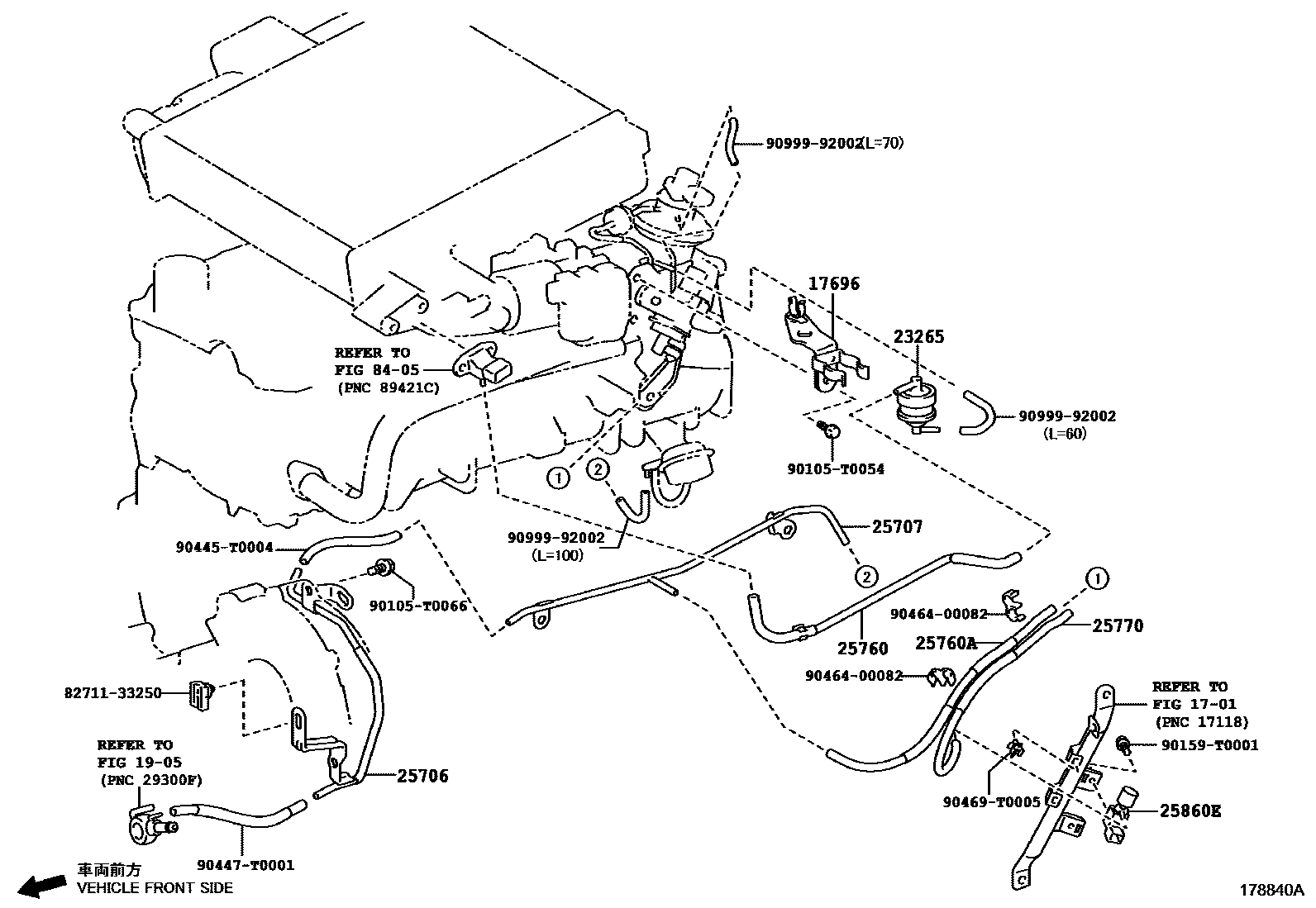 Toyota HILUX vacuum tube EPC diagram — 178840A