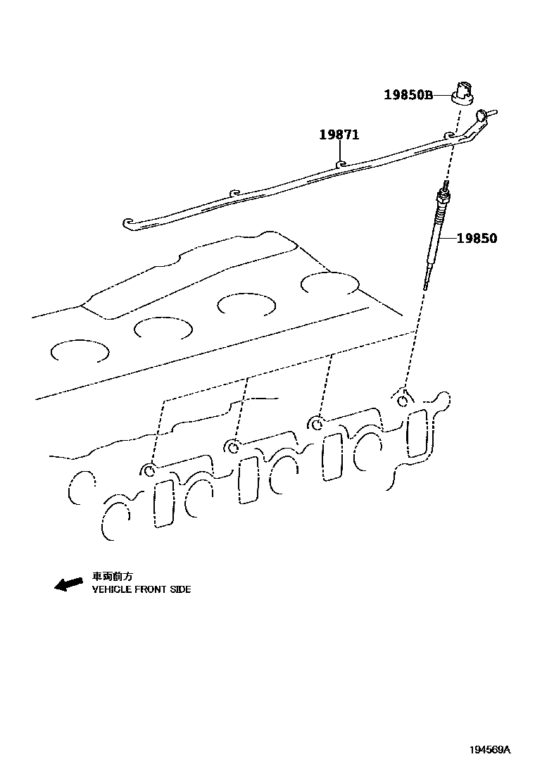 Toyota HILUX 点火线圈和火花塞 /电热塞 EPC diagram — 194569A