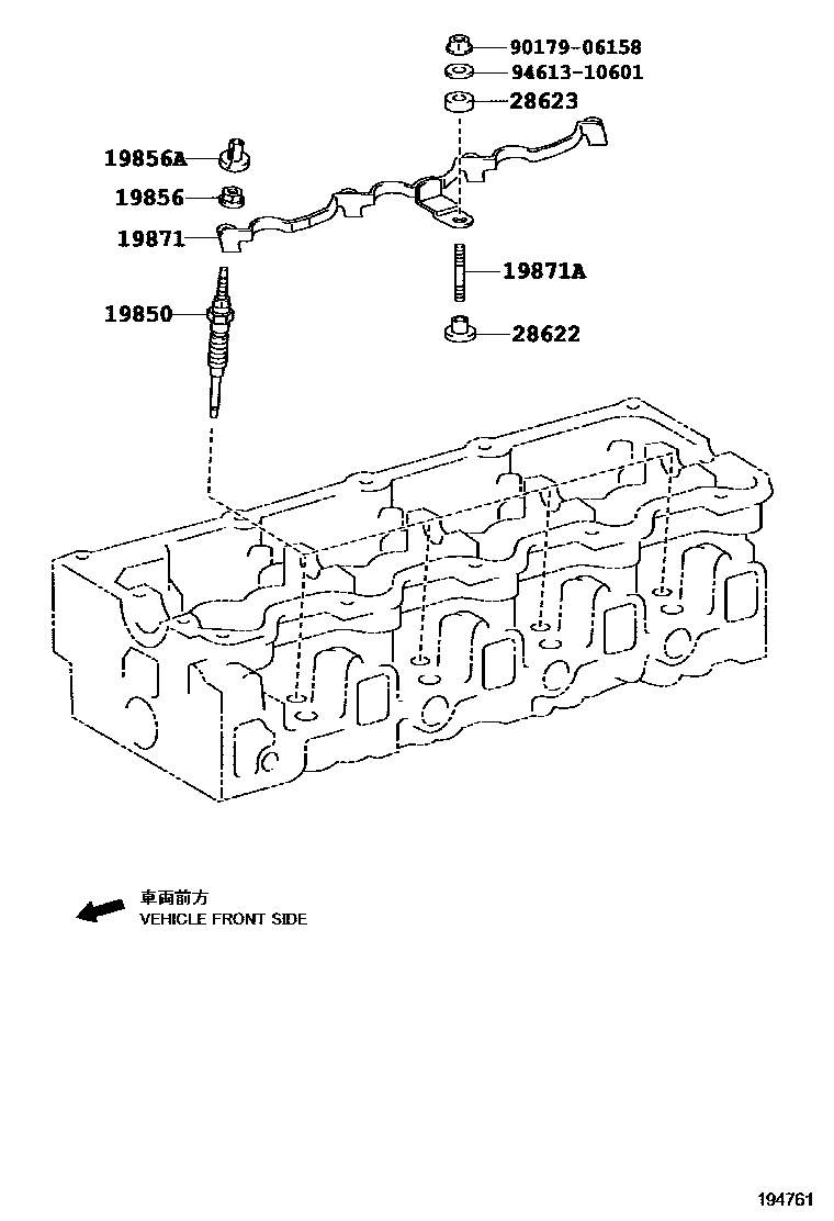 Toyota HILUX 点火线圈和火花塞 /电热塞 EPC diagram — 194761