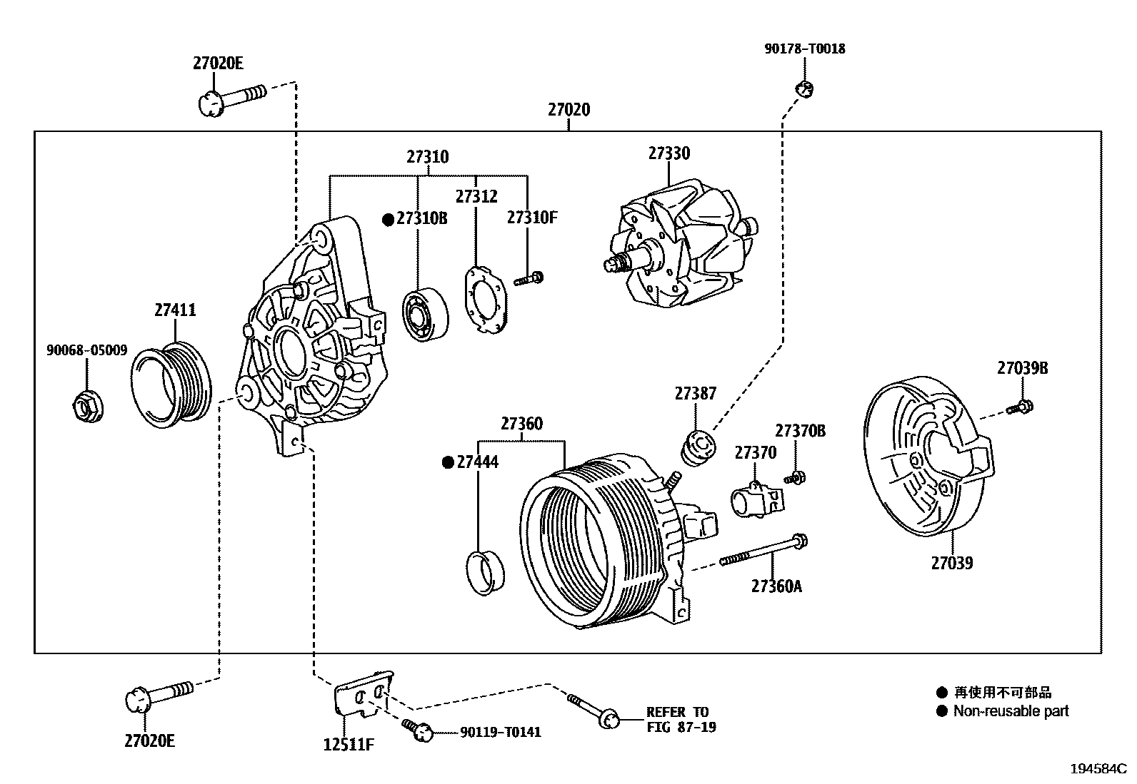 Toyota HILUX Alternator EPC diagram — 194584C