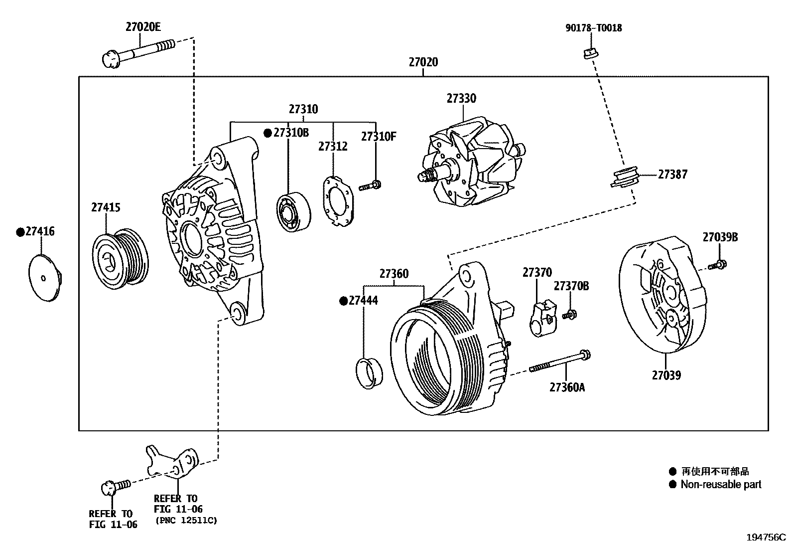 Toyota HILUX Alternator EPC diagram — 194756C