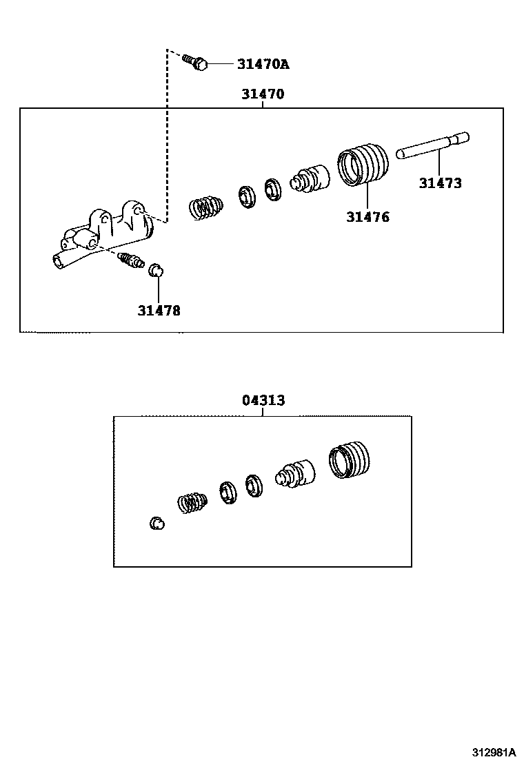 Toyota HILUX 离合器分离缸 EPC diagram — 312981A