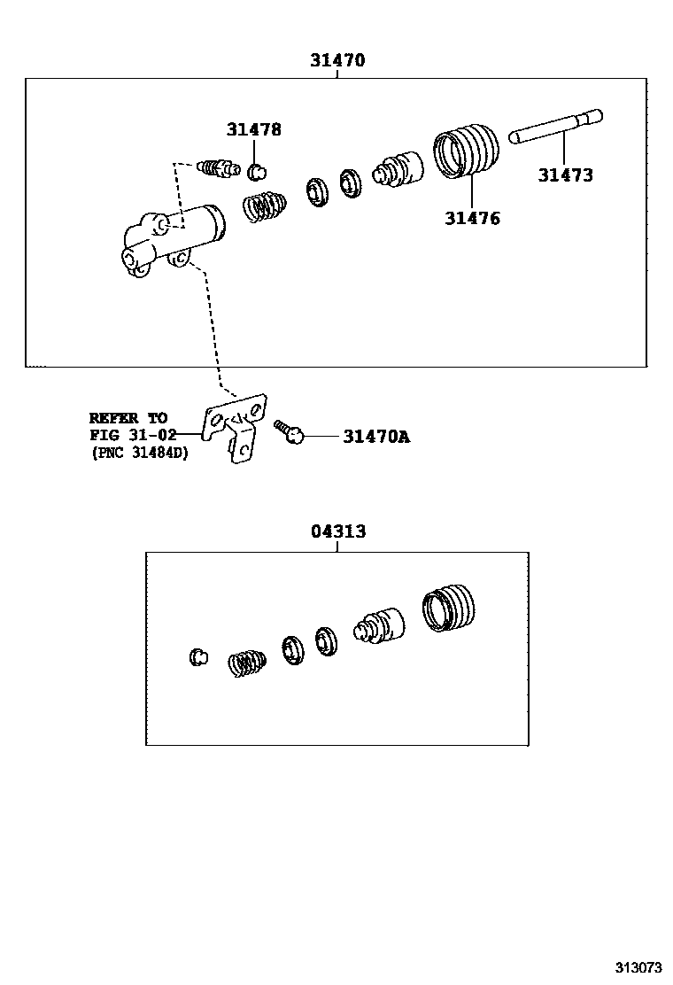 Toyota HILUX 离合器分离缸 EPC diagram — 313073
