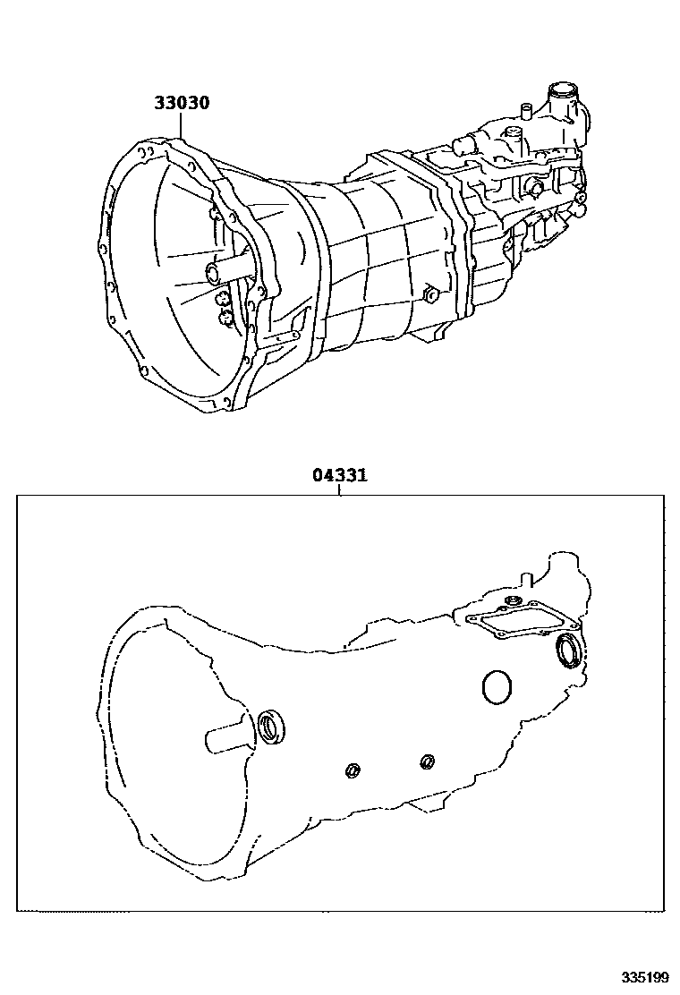 Toyota HILUX 传动桥或变速器总成和衬垫组件(MTM) EPC diagram — 335199