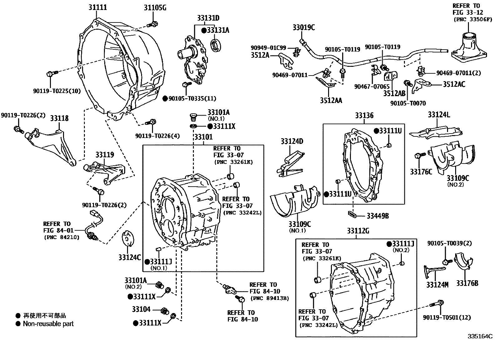 Toyota HILUX 离合器壳和变速器壳(MTM) EPC diagram — 335164C