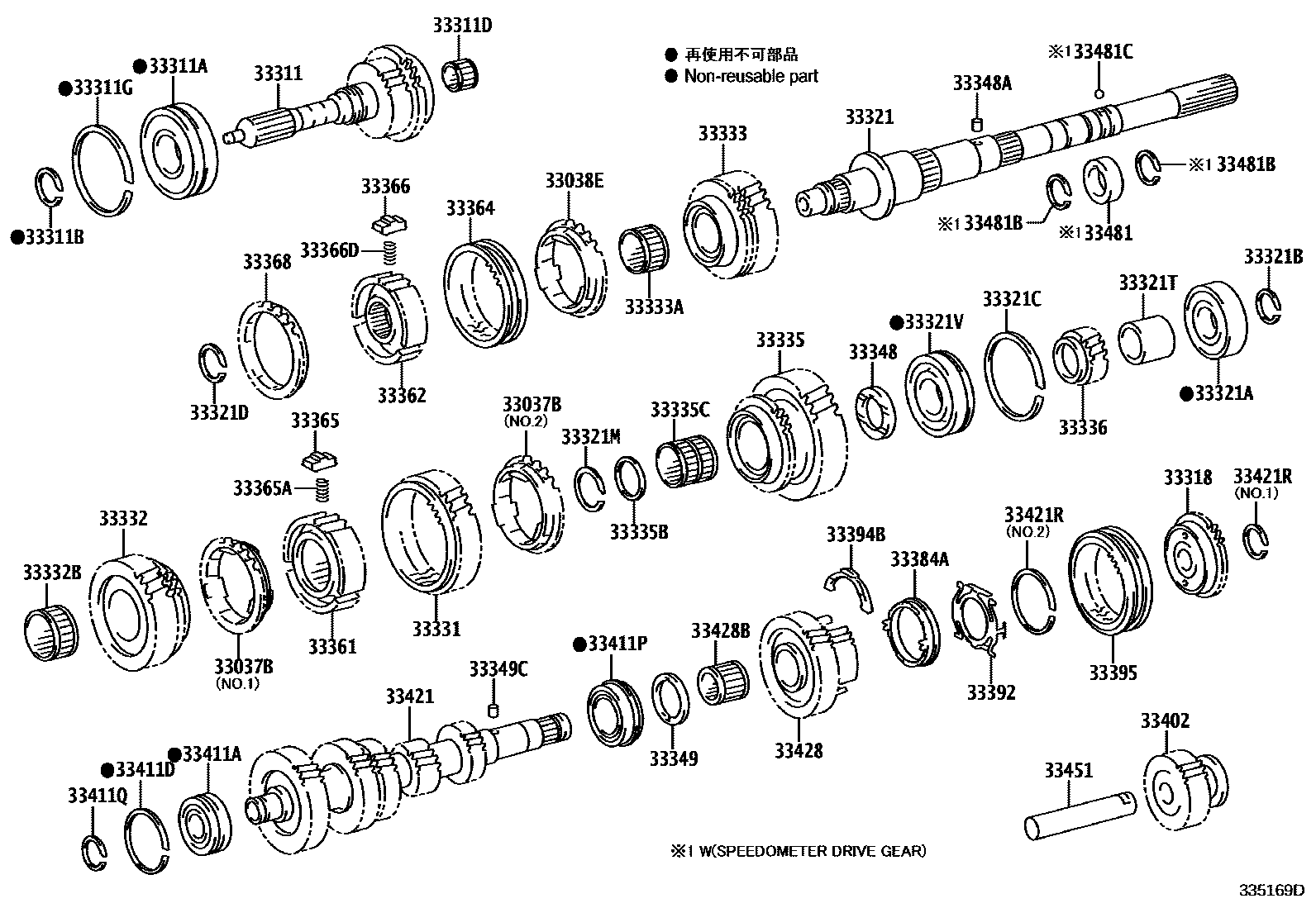 Toyota HILUX 变速器齿轮(MTM) EPC diagram — 335169D