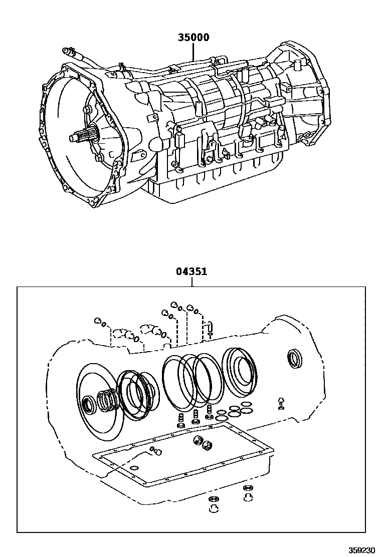 Toyota HILUX 传动桥或变速器总成和衬垫组件(ATM) EPC diagram — 359230