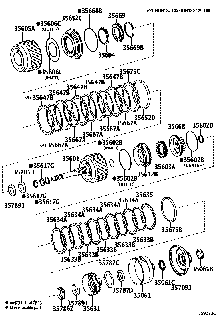 Toyota HILUX 制动带和多片式离合器(ATM) EPC diagram — 359273C