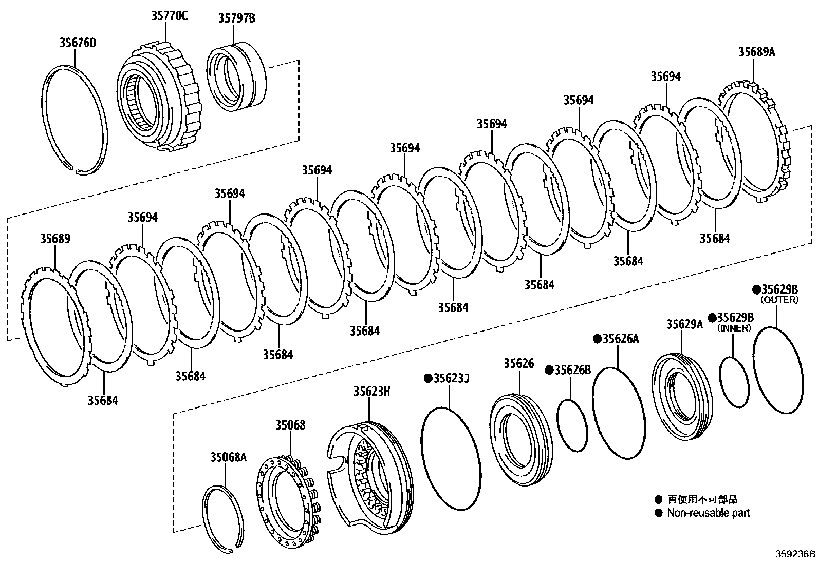 Toyota HILUX 3号制动器、一档和倒档制动器(ATM) EPC diagram — 359236B