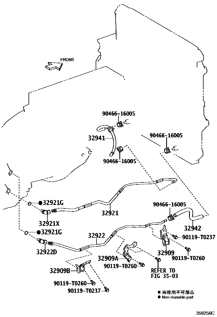 Toyota HILUX 变速器油冷却器和配管(ATM) EPC diagram — 359256C