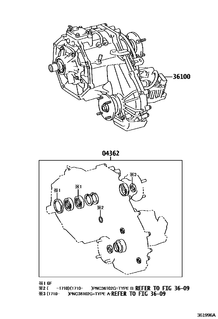 Toyota HILUX Transfer Assembly & Gasket Kit EPC diagram — 361996A