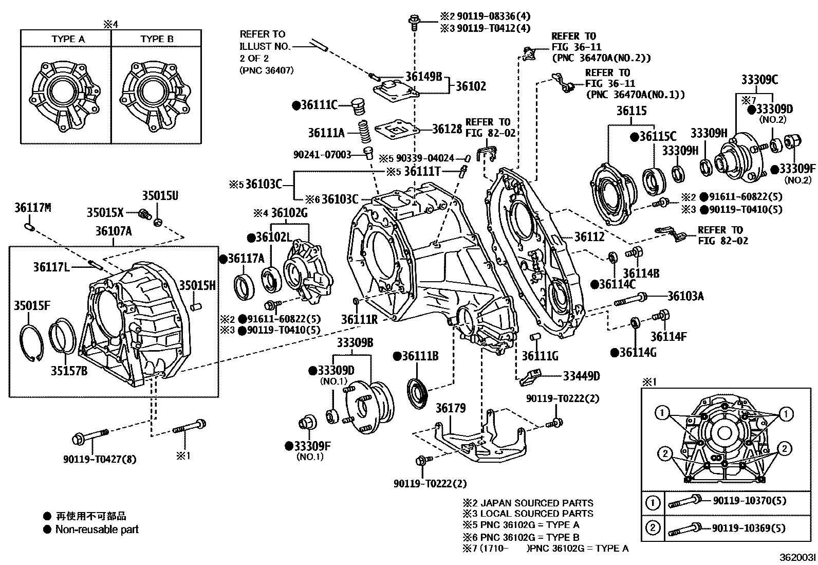 Toyota HILUX Transfer Case & Extension Housing EPC diagram — 362003I