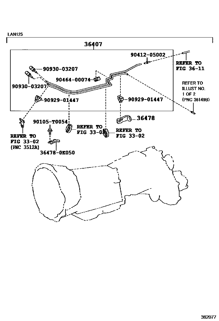 Toyota HILUX Transfer Case & Extension Housing EPC diagram — 362077
