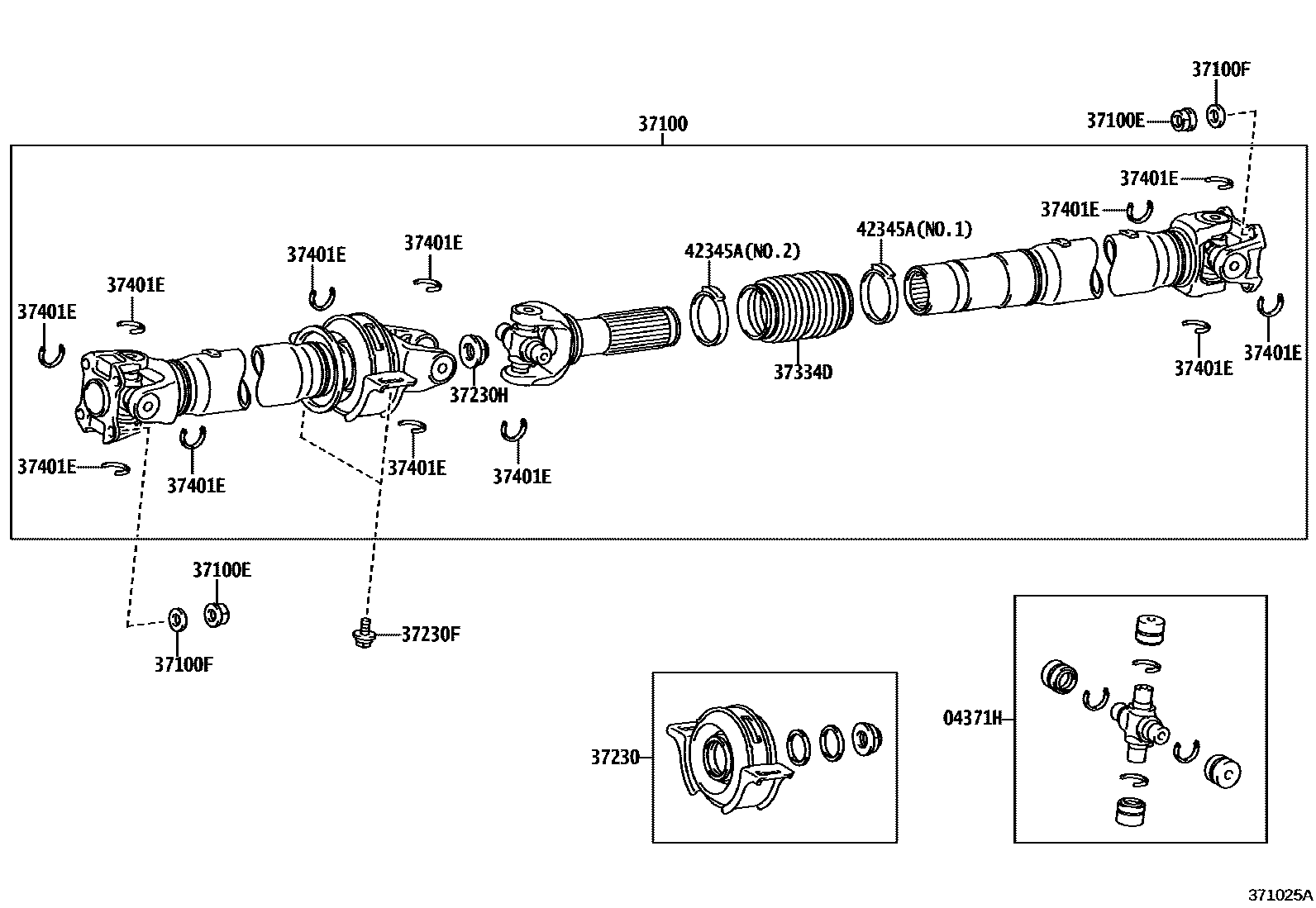 Toyota HILUX Propeller Shaft & Universal Joint EPC diagram — 371025A