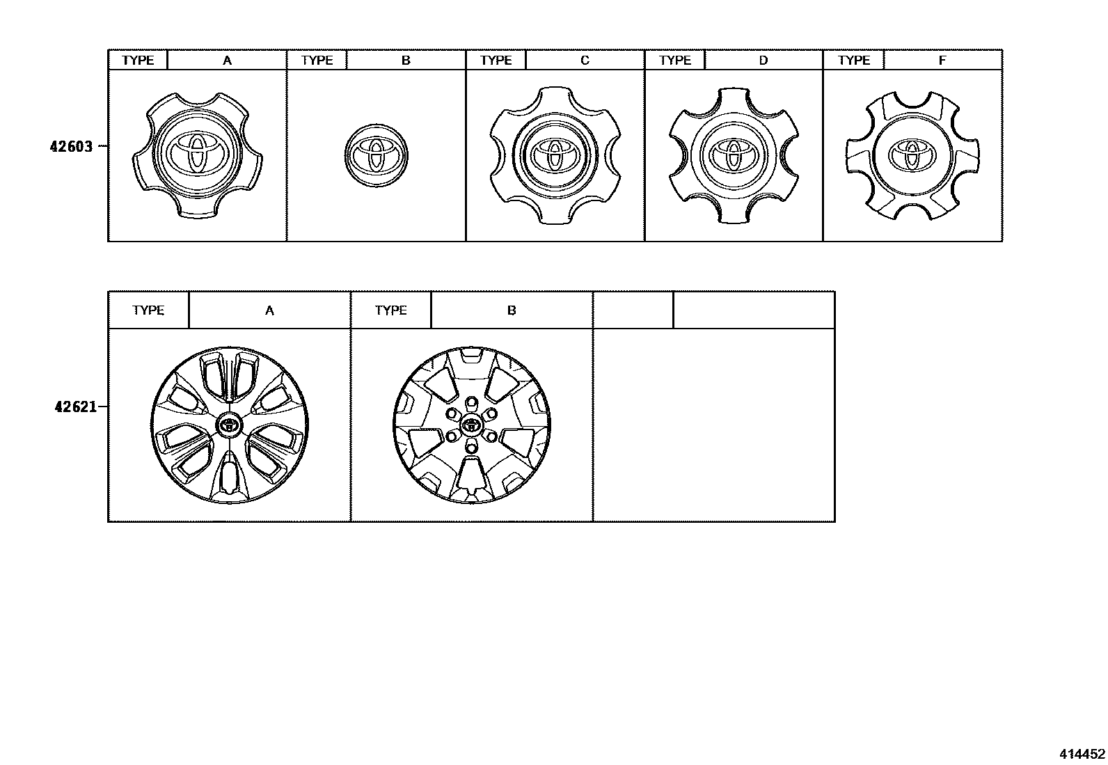 Toyota HILUX 车轮和车轮盖 EPC diagram — 414452