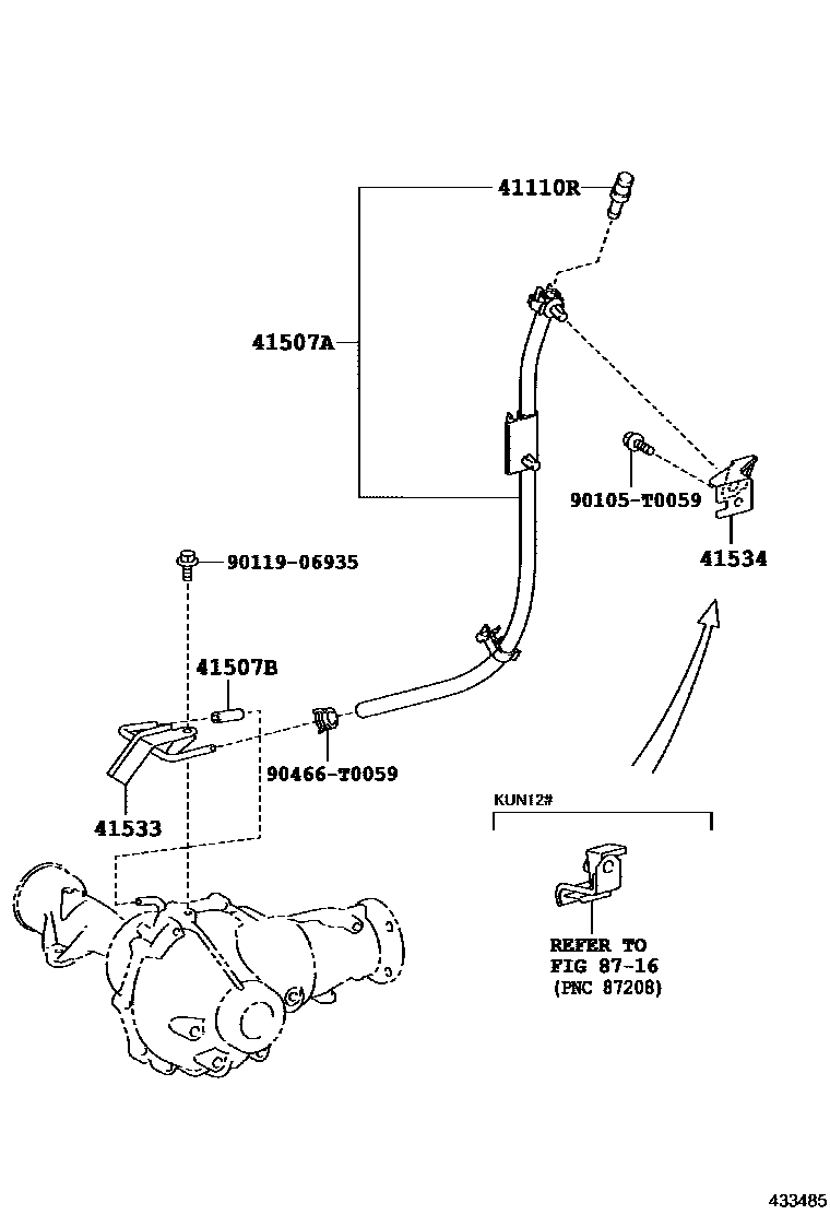 Toyota HILUX 前桥壳和差速器 EPC diagram — 433485
