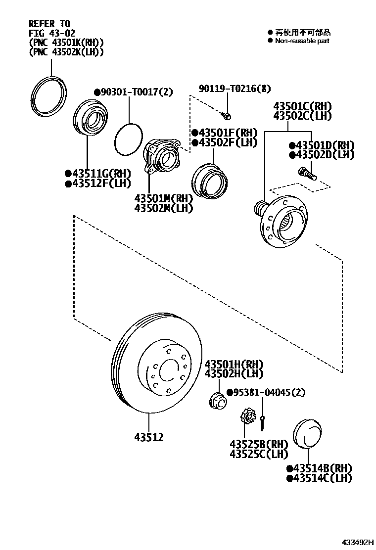 Toyota HILUX Front Axle Hub EPC diagram — 433492H