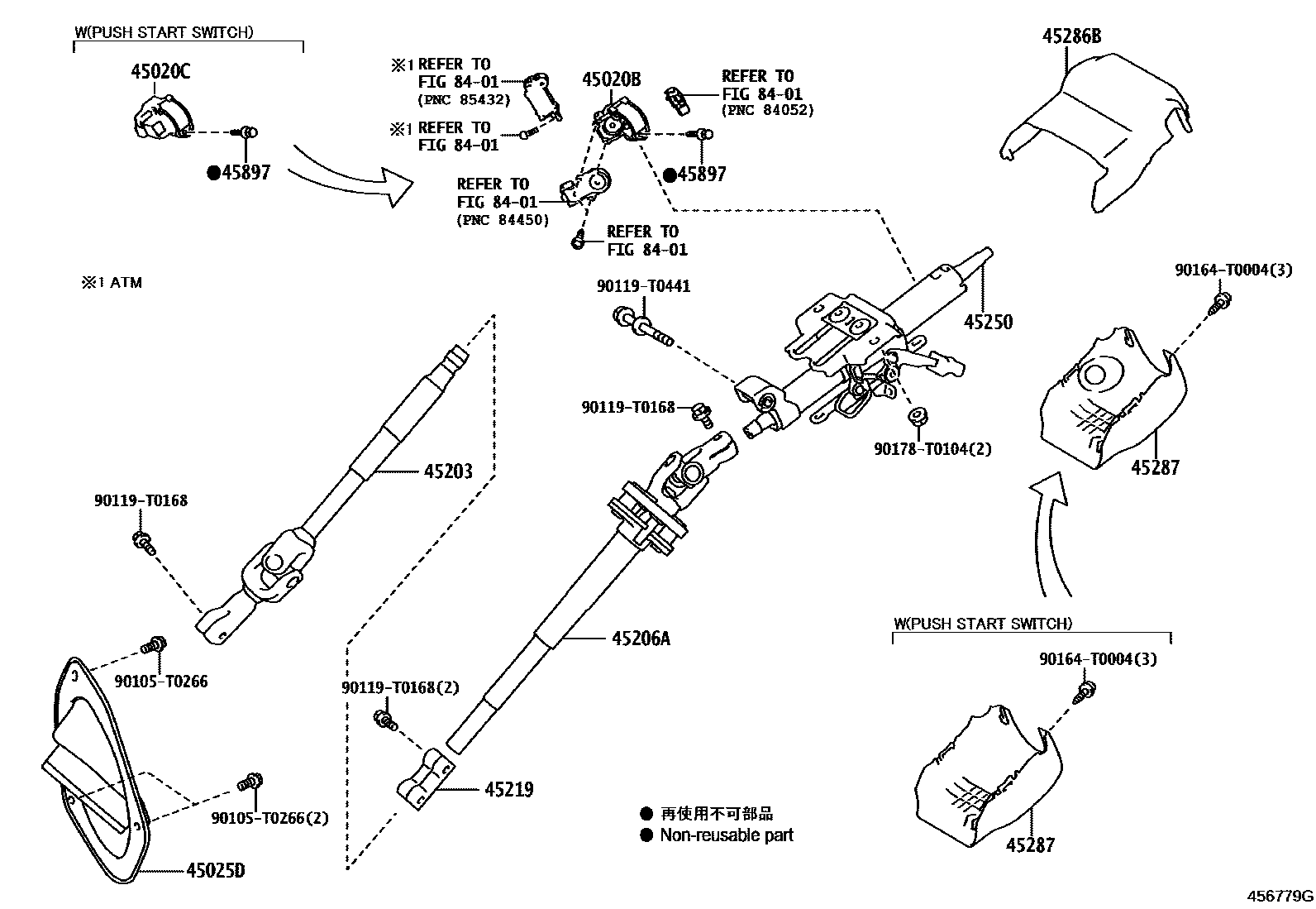 Toyota HILUX Steering Column & Shaft EPC diagram — 456779G