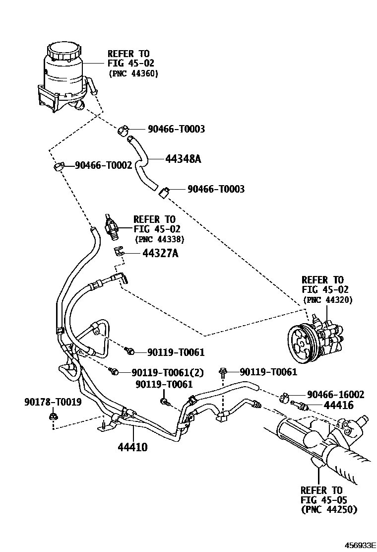 Toyota HILUX 动力转向配管 EPC diagram — 456933E