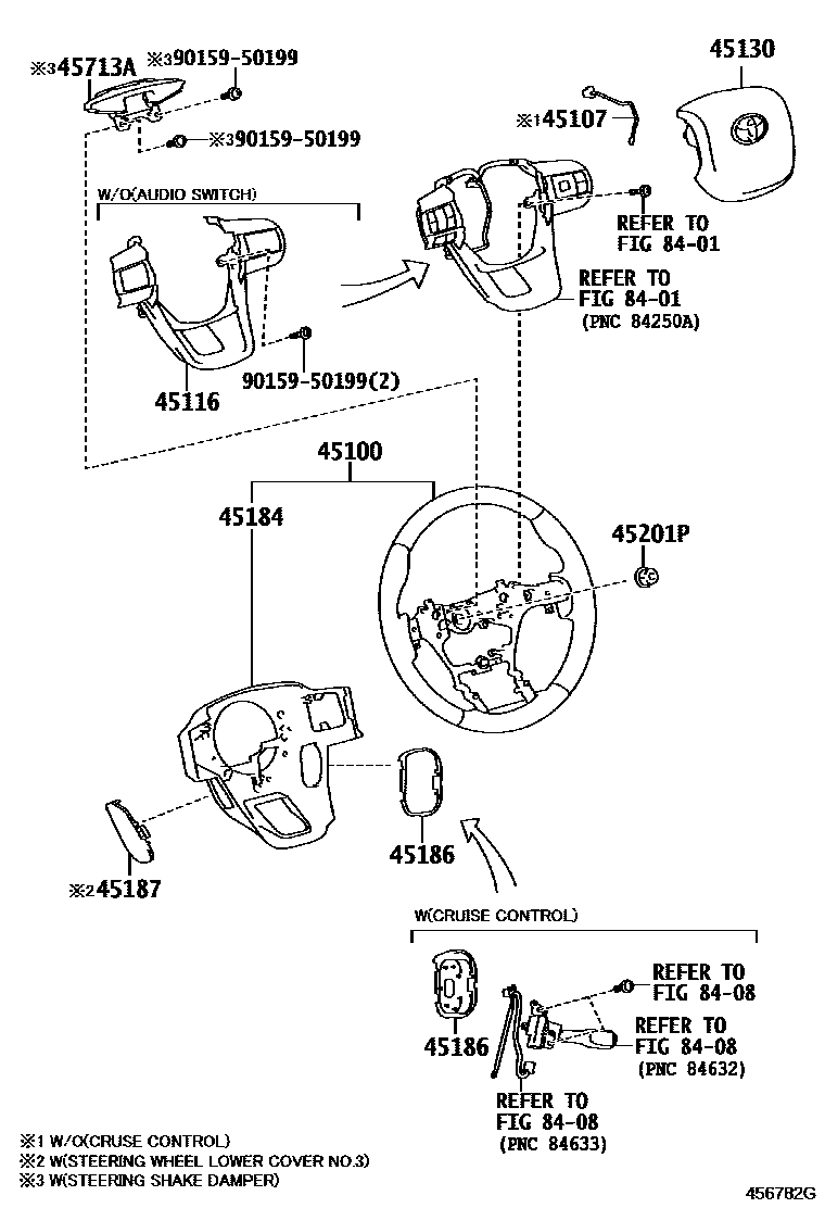 Toyota HILUX Steering Wheel EPC diagram — 456782G