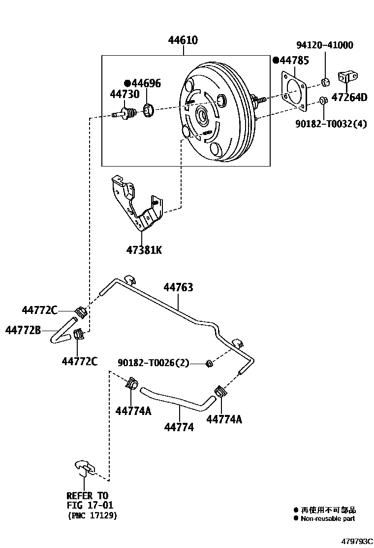Toyota HILUX 制动助力器和真空管 EPC diagram — 479793C