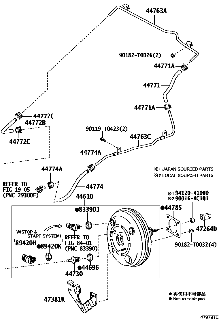 Toyota HILUX 制动助力器和真空管 EPC diagram — 479797E