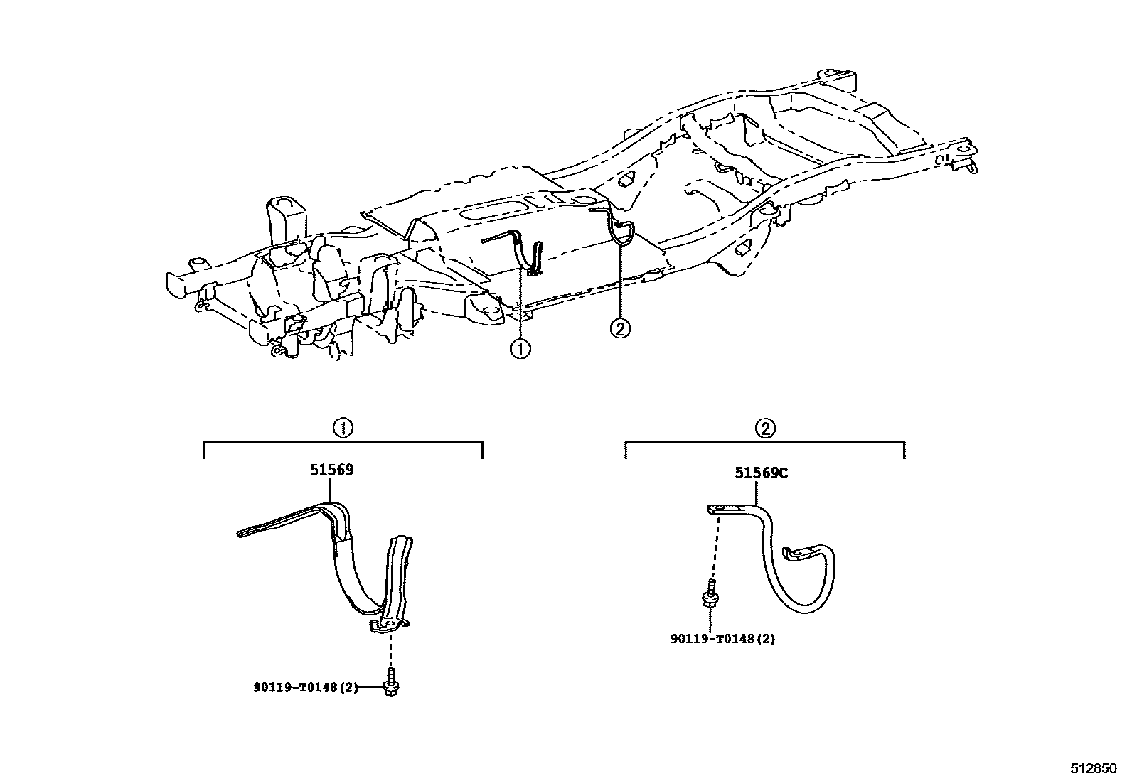 Toyota HILUX 车架 EPC diagram — 512850