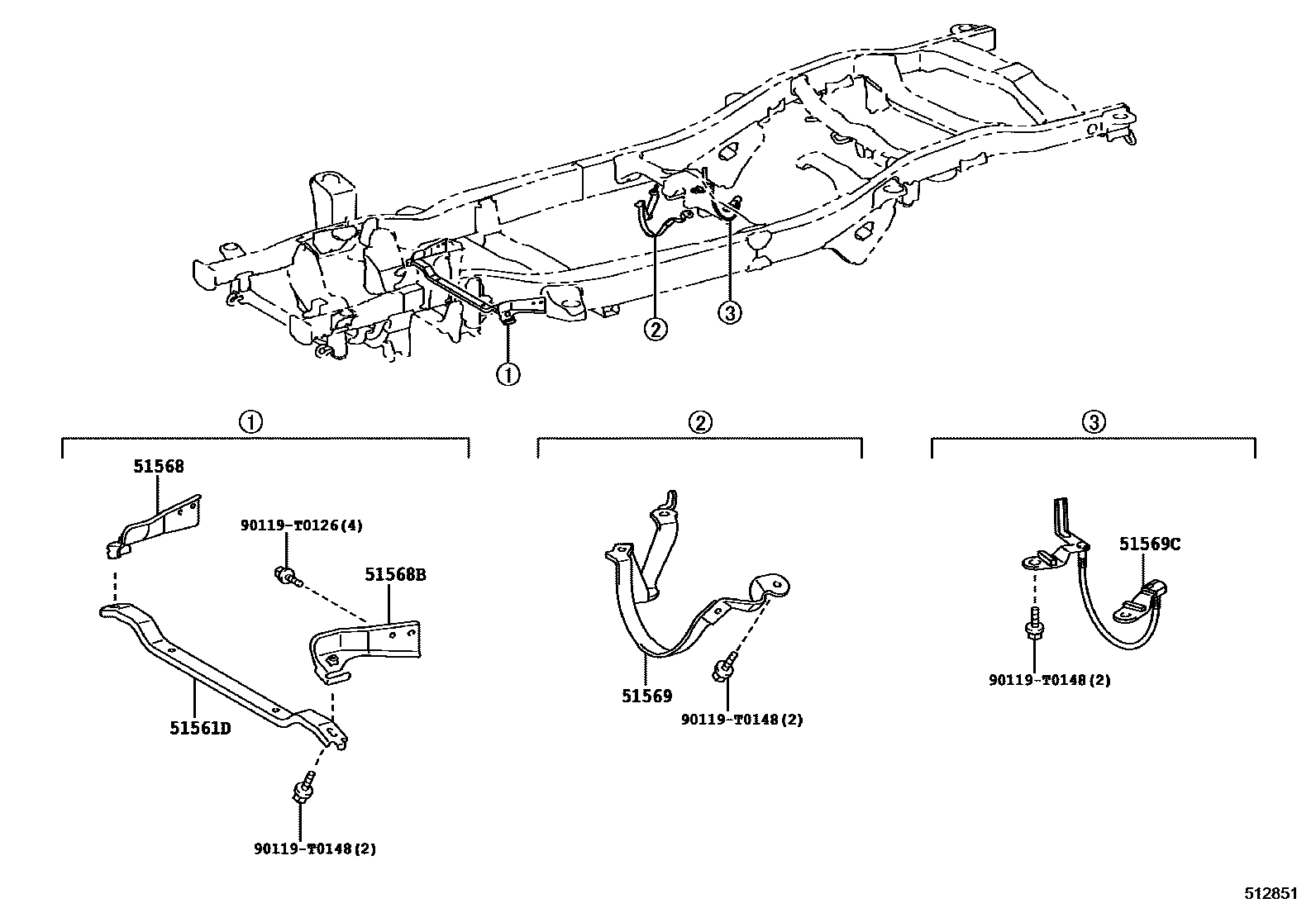 Toyota HILUX 车架 EPC diagram — 512851