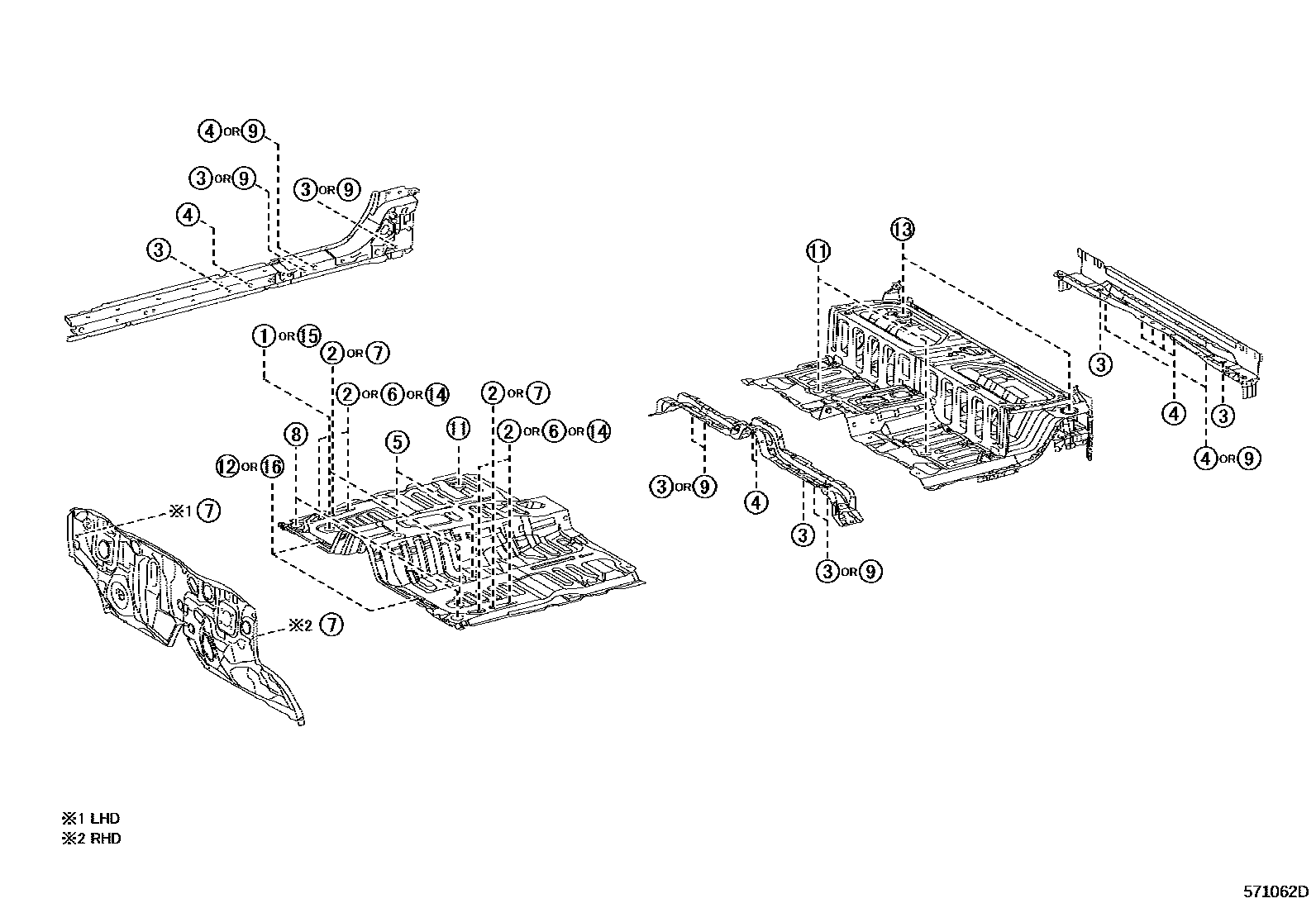 Toyota HILUX hole plug EPC diagram — 571062D