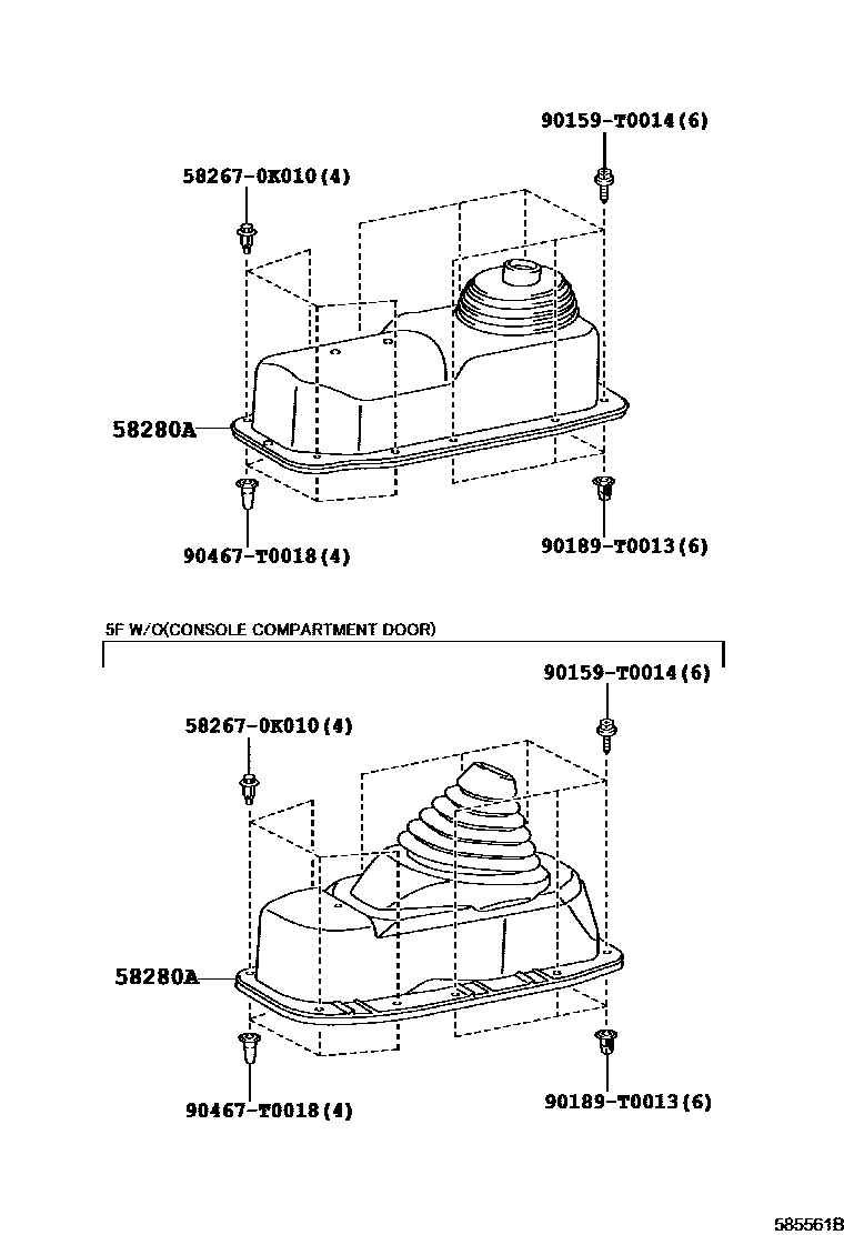 Toyota HILUX 前地板和前地板梁 EPC diagram — 585561B