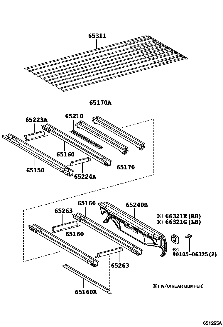 Toyota HILUX 后车身地板和翼子板 EPC diagram — 651265A