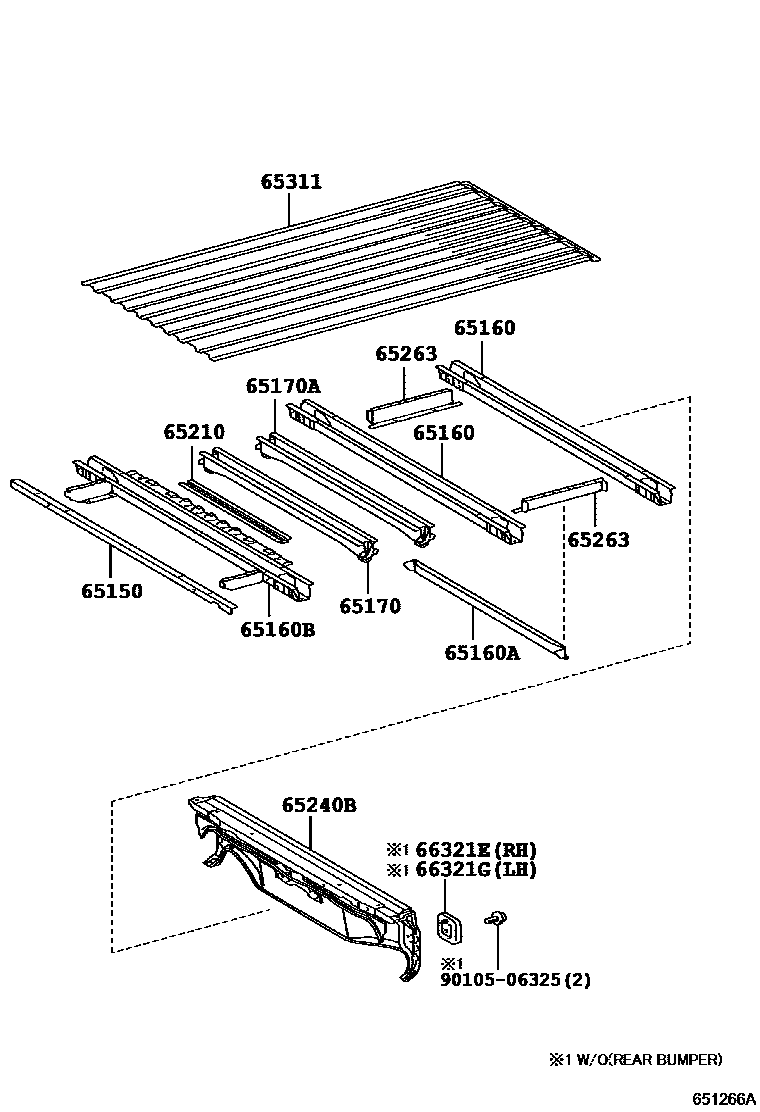 Toyota HILUX 后车身地板和翼子板 EPC diagram — 651266A