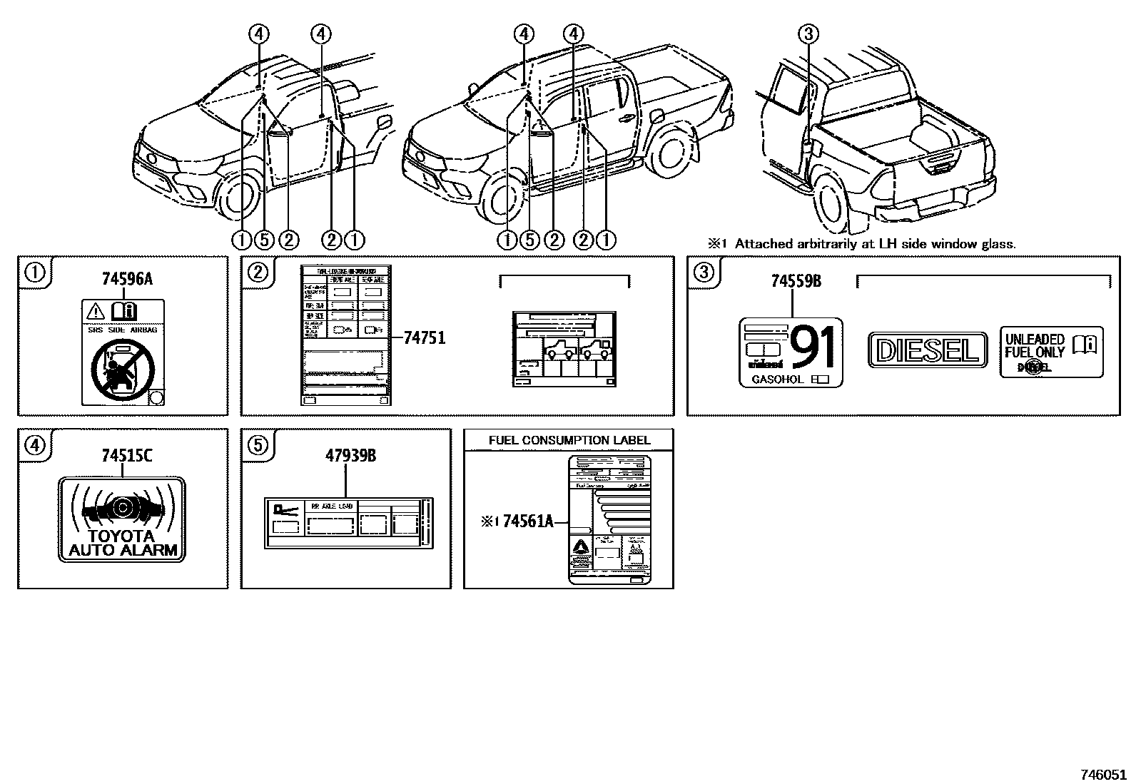 Toyota HILUX warning nameplate EPC diagram — 746051