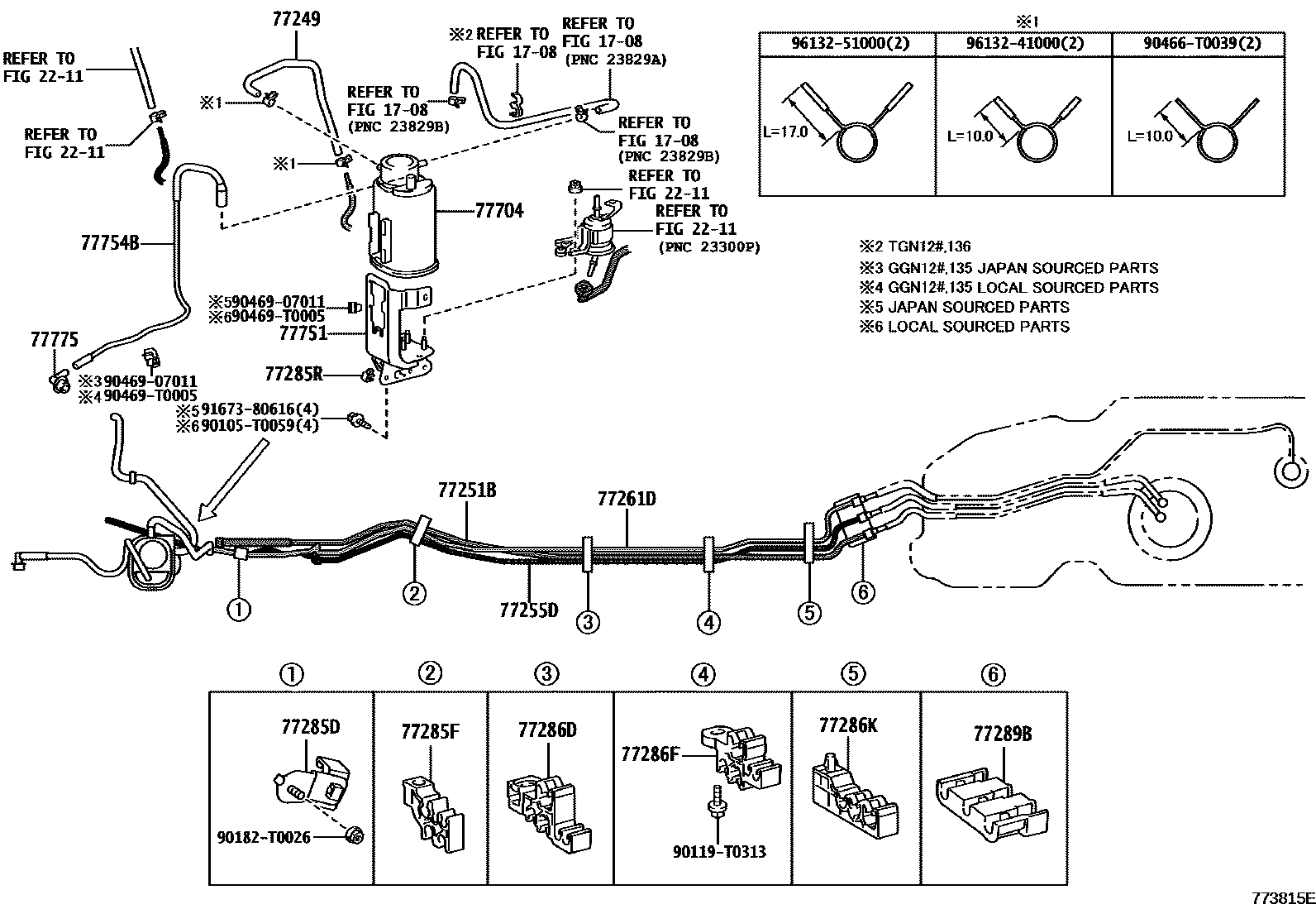 Toyota HILUX 燃油箱和燃油管 EPC diagram — 773815E