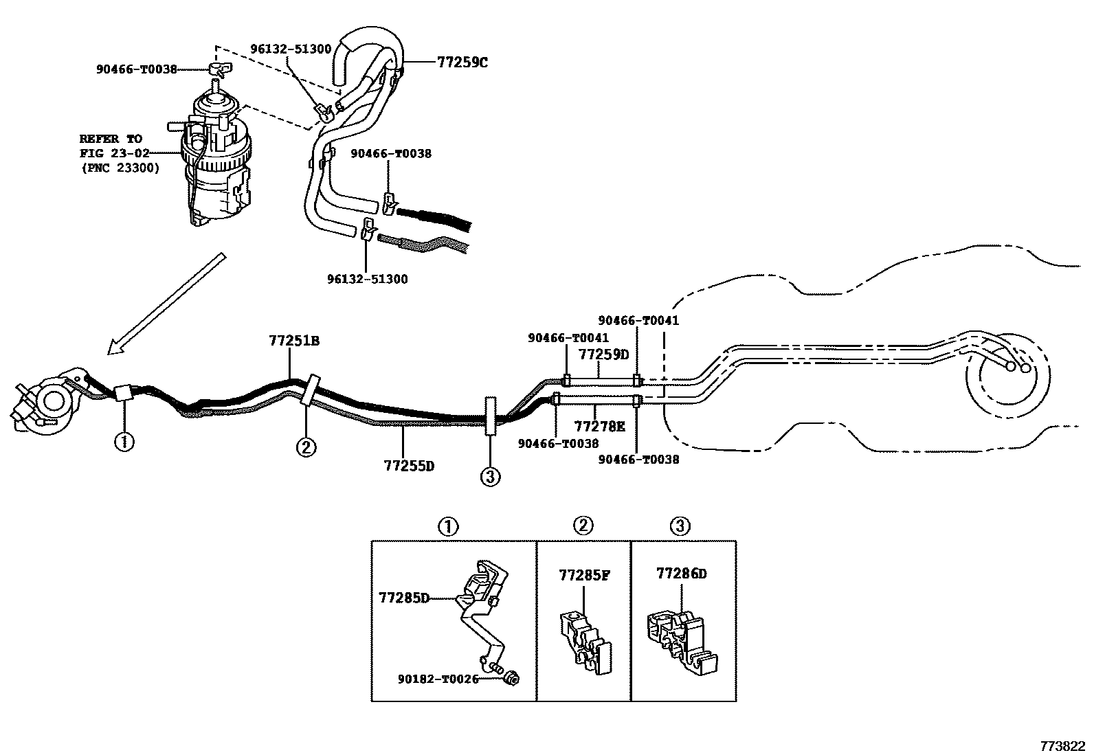 Toyota HILUX 燃油箱和燃油管 EPC diagram — 773822
