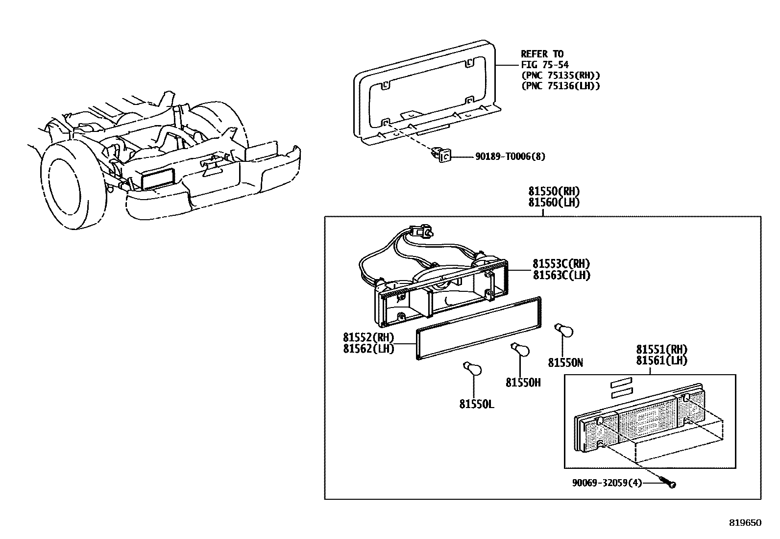 Toyota HILUX 后组合灯 EPC diagram — 819650